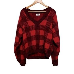 VTG SISLEY Relaxed Fit Elegance Plaid Wool Blend oversized Sweater. Size L